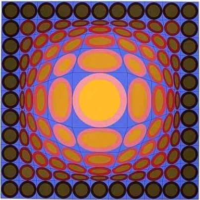 square frames. In his Vega patterns, he distorted the grid to give the impression of a hemispherical bulge underneath, as shown in Figure 4 1.