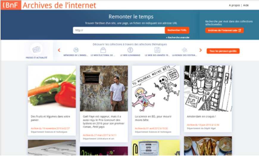 Access services An application called Archives de l internet Based on OpenWayback(open source)