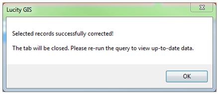 After clicking Yes, the invalid gemetry recrd is inserted int the crrect gemetry table and will