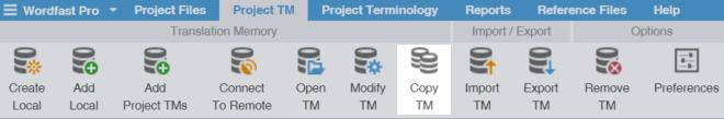 7. Leverage TMs You can only select one primary TM for a project. 5. (Optional) Select the TM identified in the Name field for the current project using Selected. 6.