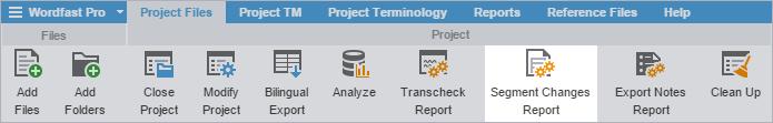 You can run a segment changes report on one or more project files. To generate a segment changes report: 1.