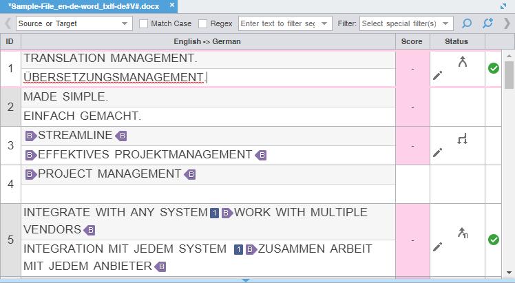 TRANSLATE SEGMENTS Lock a Segment You can lock a segment to prevent any further changes to that segment.