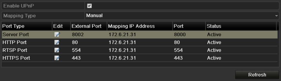 3) Click Apply button to save the settings. 4) You can click Refresh button to get the latest status of the port mapping. Figure 11.