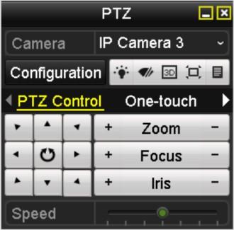 If no mouse is connected, the icon appears in the lower-left corner of the window, indicating that this camera is in PTZ control mode. Figure 4. 13 PTZ Panel Table 4.