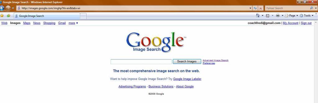 Now we will find an image on the Web. Pull up Google.com on your browser. Select the images link.