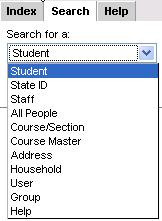 By default, searches are set to Student-based searches.