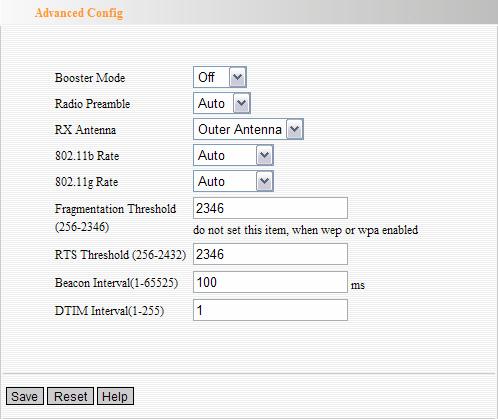 Advanced Config Radio Preamble: The potion for Antenna Mode which enables you to select the antenna for transmitting data and receiving data. 802.