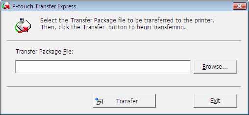 Transferring label templates with P-touch Transfer Express If there are either multiple or no Transfer Package files (.