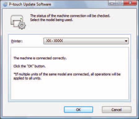 Updating P-touch Editor, Updating the Firmware d Select the [Printer], ensure that [The machine is