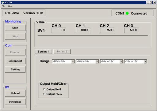 4.2.4. MODIFYING THE INPUT RANGE TO 0-20 ma FOR CH 3 OF THE R7x-SV4 1) Click [Setting 2] button. >> The Configuration section is now switched to the Range Setting view.