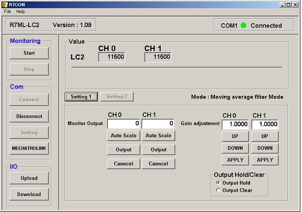 Figure 4.5-2 Setting view 2 of R7ML-LC2 Following items are available to be set. Monitor Output Auto Scale Scale value at present input value is set. Enter desired value in the text box.