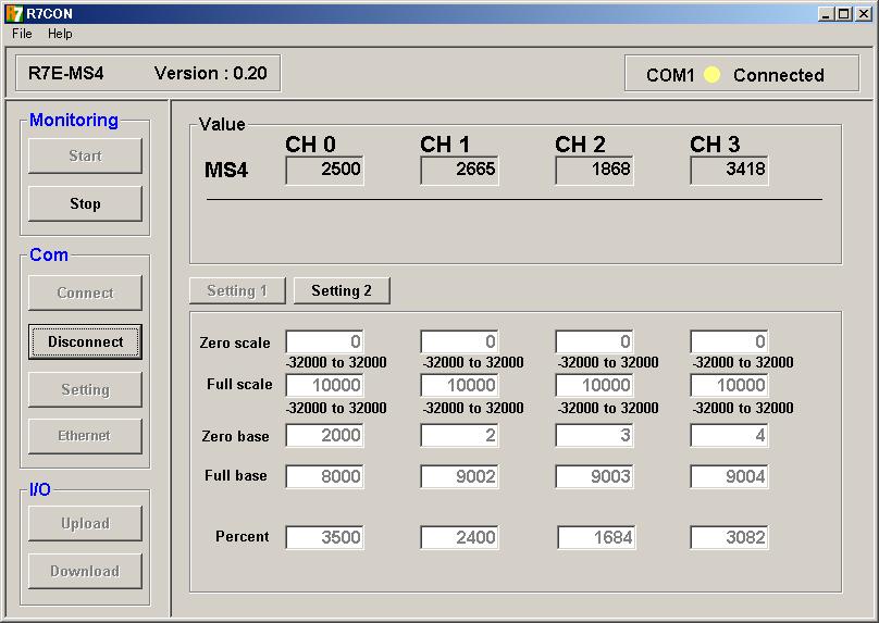 4.6. HOW TO CONFIGURE R7x-MS4 Figure 4.6 Setting view of R7E-MS4 ITEM Value DESCRIPTION The Scaling value set with Zero scale / Full scale is displayed. The value to be sent to PLC etc. is indicated.