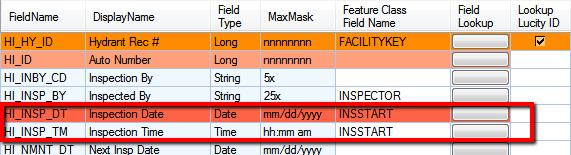 Cmpsite Date fields Lucity Date and Time fields can link t a GIS cmpsite DateTime field. The difference between the tw is that Lucity stres the Date in ne field and the Time in anther.