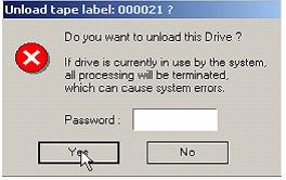 When loading or unloading a tape from a tape drive, the LMM password must be given when