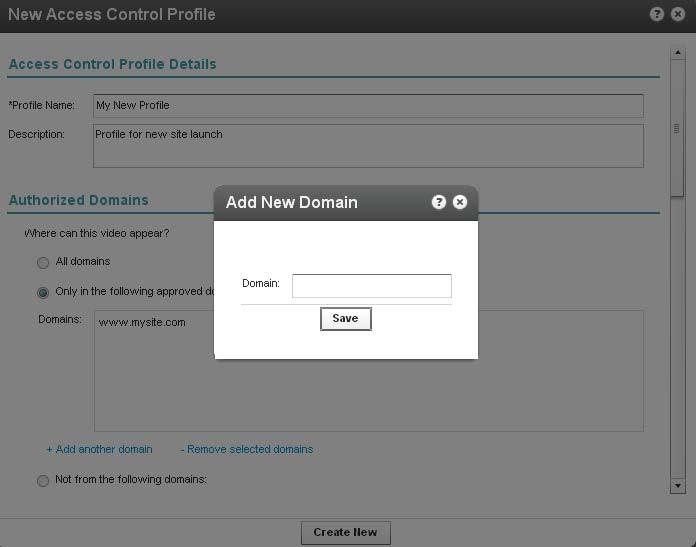 Geo Restrictions - Restricting content to specific countries 1. Go to the Settings tab > Access Control section and click Add Profile. 2.