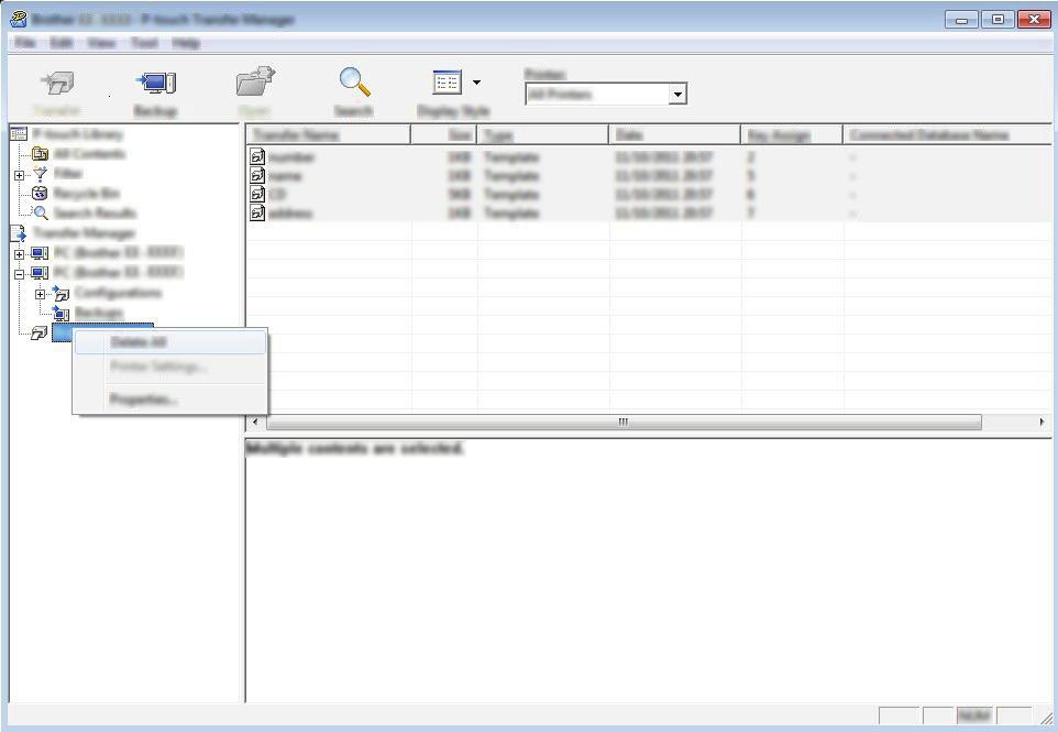 USING P-TOUCH SOFTWARE Deleting All the P-touch data Use the following procedure to delete all templates or other data that are saved in the P- touch.