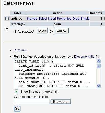 While the web is an easy interface to access the MYSQL database, it is also possible to access it via telnet and issue sql