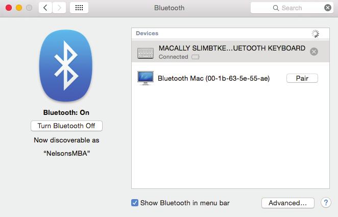 3: Bluetooth window displays a found Macally Bluetooth keyboard, please click on the Pair