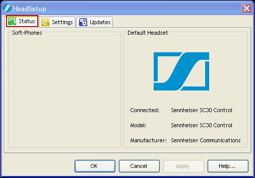 With the Sennheiser SC 30 USB CTRL or the Sennheiser SC 60 USB CTRL headsets connected to the PC and before launching Avaya One-X Communicator, the Status tab will show the program as running and
