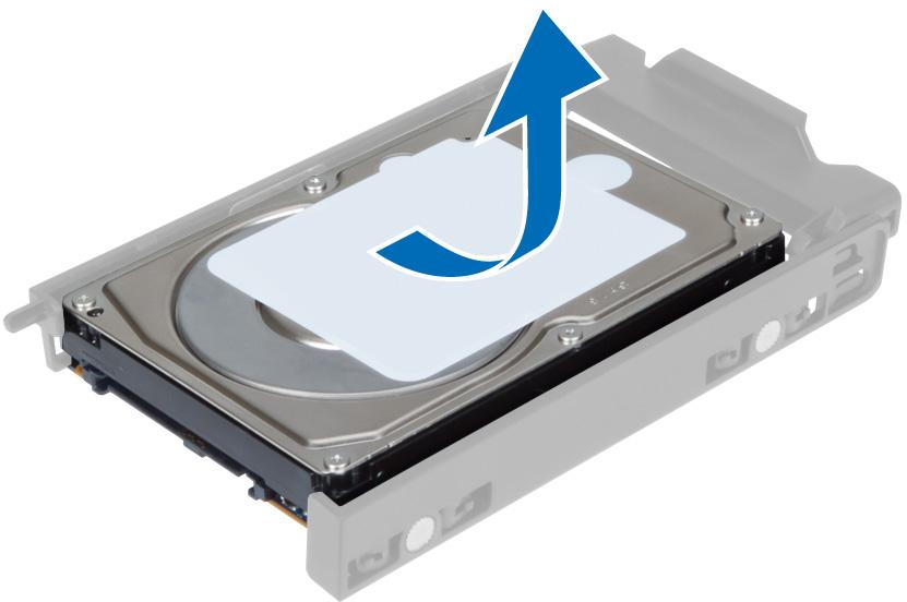5 inch hard drive is installed on the computer, place the hard drive on the hard-drive caddy and tighten the screws to secure