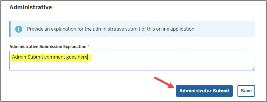 Admins cannt submit fr terms that have passed. Admins will have t cmplete/fix any incmplete/invalid answers befre submissin can ccur. Admins cannt submit withut prviding an explanatin.