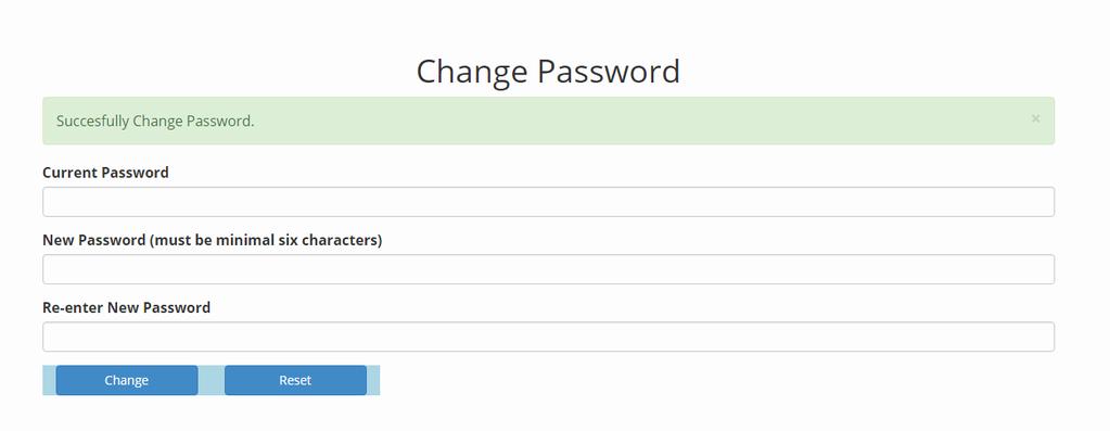 Figure 4.25: Page after Successfully Change Password Both on Figure 4.24 and Figure 4.