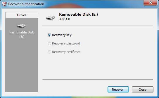 Click Recovery 5 Enter Password and repeat Password.