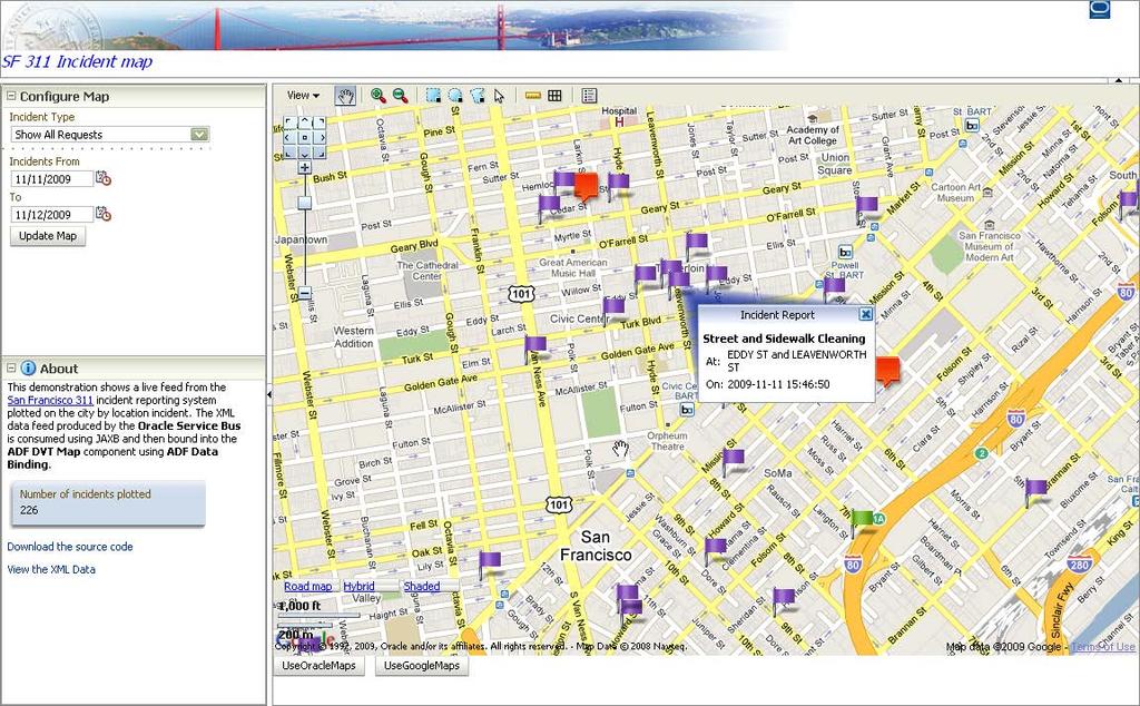 MapViewer also renders applica*on content on background maps from online