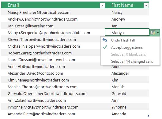 Quickly split column data with Flash Fill TIP Excel Ribbon Data Tab Flash Fill With the Excel Flash Fill
