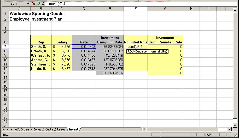 Excel 2003: Level 3 Lesson 1 - Using Advanced Functions Rounding a number is different than formatting a number.