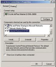 For Windows 2000 users: Go to Start > Settings > Network and Dial-up Connections > Double-click on the Local Area