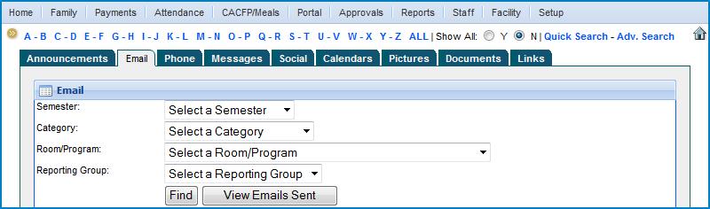 Step Three If there is a semester associated for the family or families for the email, select the semester in the Semester drop down list.