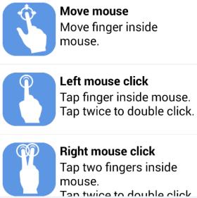 Tap outside the frame to position the mouse, move finger