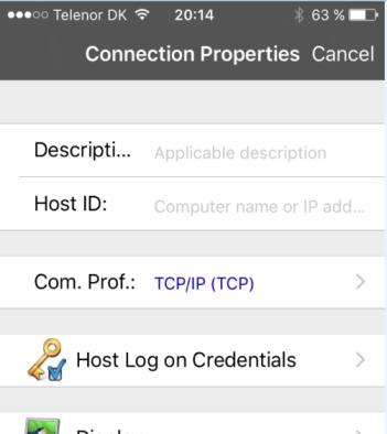 4c. The Phonebook tab From the phonebook tab, you can create Host entries with pre-defined address and Connection Properties. Select a Host from the list and click Remote Desktop or Chat to connect.