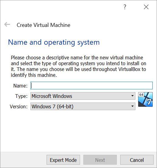 You will then be asked to provide some configuration information to assist VirtualBox.
