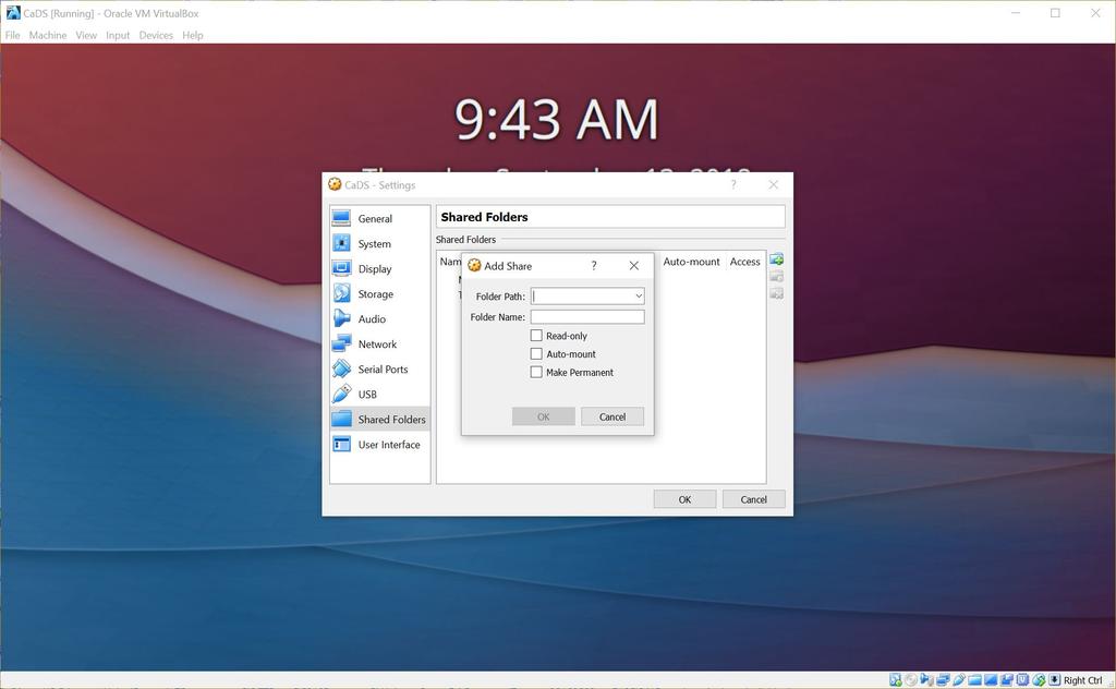 machine. I created an empty folder on my Windows machine named C:\share.