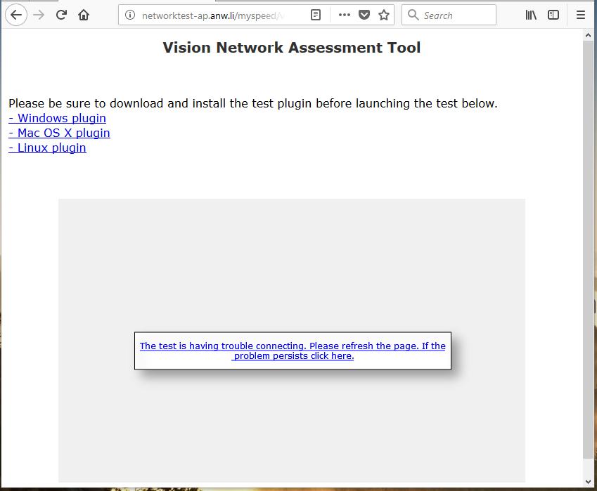 Vision Network Assessment Tool Plugin installation When connecting to the Vision Network Assessment tool for the first time you will first have to