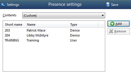 9.0 Presence window In its most basic form, the Presence window provides a quick way to check the availability of your colleagues.
