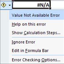 Checking Errors Excel displays a triangle