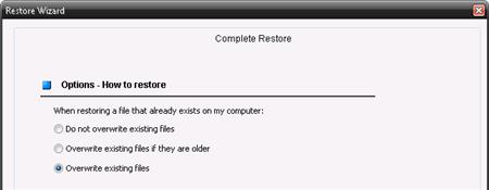 Step 6 The Online Backup client will restore your files to their original location by default.