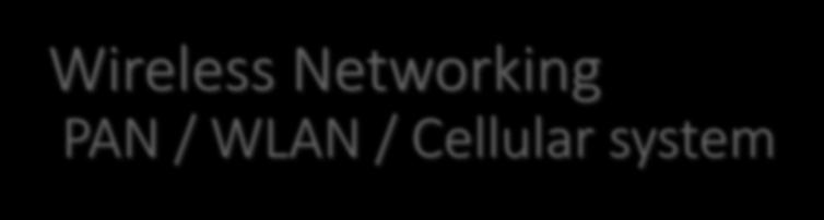 Wireless Networking PAN / WLAN / Cellular system