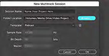 ADOBE AUDITION: RECORDING. Launch Adobe Audition from the dock. (). To start a project, go to File then New, Multitrack Session () 3.