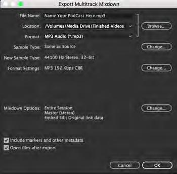 Now go to File then Export select Multitrack Mixdown. Next choose Entire Session.