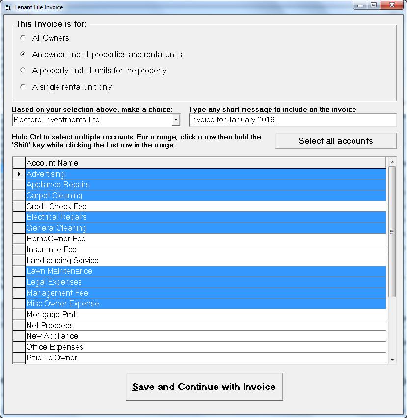 New!!! Owner Invoice The Owner Invoice allows you to take any posting (or multiple postings) in the ledgers and create an