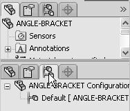 To collapse all items in the FeatureManager, right-click and select Collapse items, or press the Shift +C keys. The FeatureManager design tree and the Graphics window are dynamically linked.