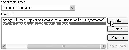 The Save As dialog box is displayed. 56) Select Part Templates (*.prtdot) from the Save as type box. 57) Select the SOLIDWORKS-MODELS 2009/MY-TEMPLATES folder.