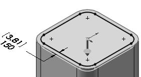 Locate the center of gravity closest to the center of the battery. Create the BATTERY part. Use features to create parts.