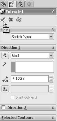 The black Sketch status is fully defined 92) Click OK from the Dimension PropertyManager. Exit the Sketch. 93) Right-click Exit Sketch. Insert an Extruded Base feature. Apply the Instant3D tool.