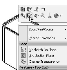 143) Right-click the Top face of the Top Cut feature in the Graphics window. This is your Sketch plane. Create the sketch. 144) Click Sketch from the Context toolbar. The Sketch toolbar is displayed.