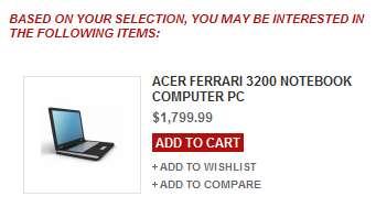 The following example shows a mouse promoted as a Related Product when a keyboard is being purchased or viewed.